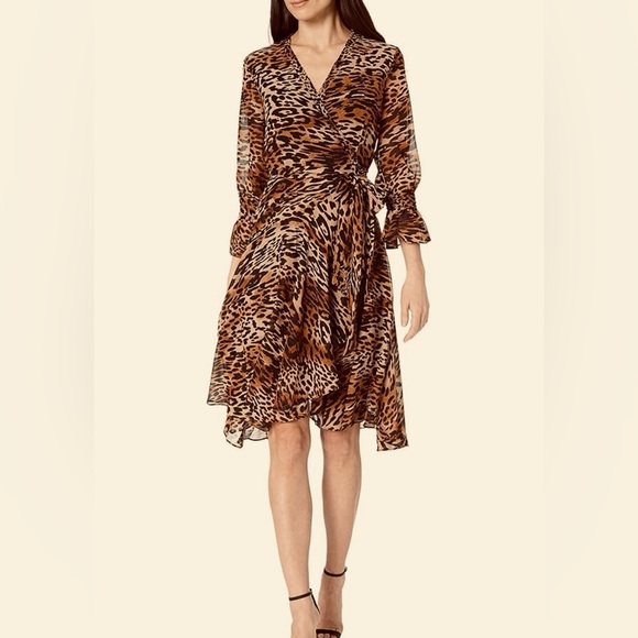 Tahari ASL Dresses & Skirts - NWT TAHARI ASL Leopard Print Faux Wrap Dress |Size 2